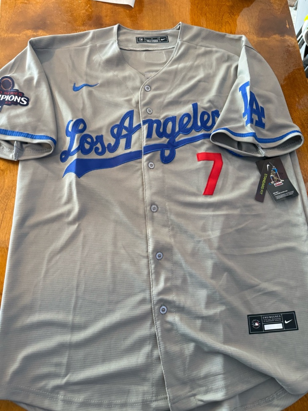 Blake Snell Los Angeles Dodgers Gray Baseball Jersey size Large